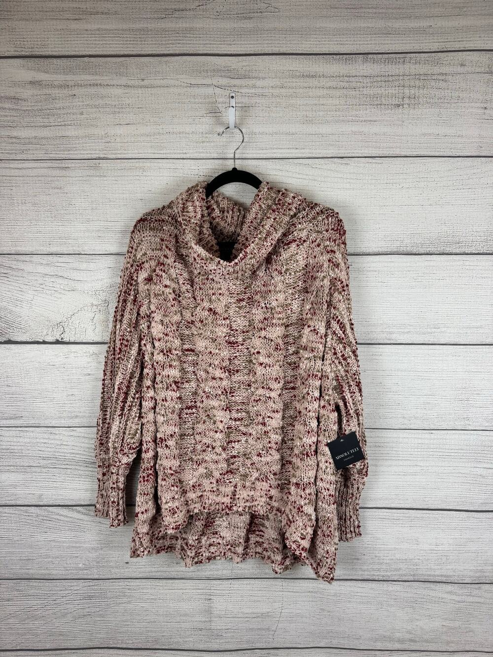 Absolutely Famous Plus Size Pink Chunky Knit Cowl High Neck Sweater Size 3X